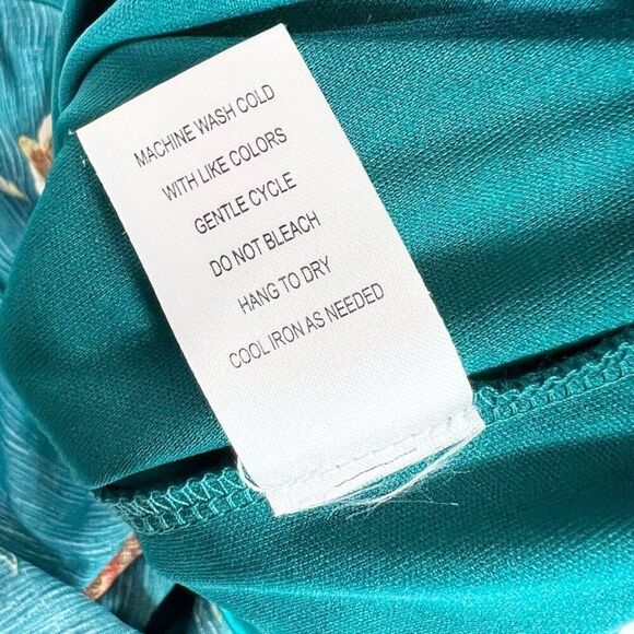 Superfoxx Dress Womens Medium Floral Faux Wrap Short Sleeve Aysmmetrical nwt tea - Picture 9 of 9